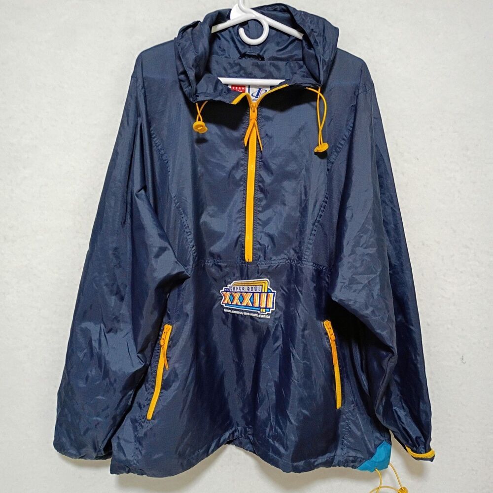 Vintage Super Bowl XXXIII Logo Athletic Pullover Rain Jacket Broncos 1999 XL